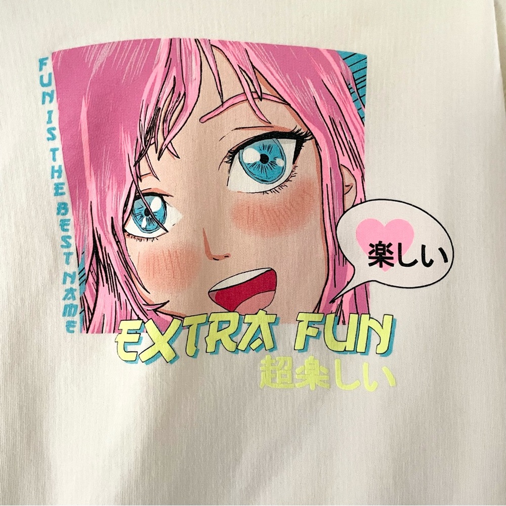 Zara Kids Anime Graphic Hoodie Sweatshirt Long Sleeved Cream Color Size 10 - Picture 2 of 5